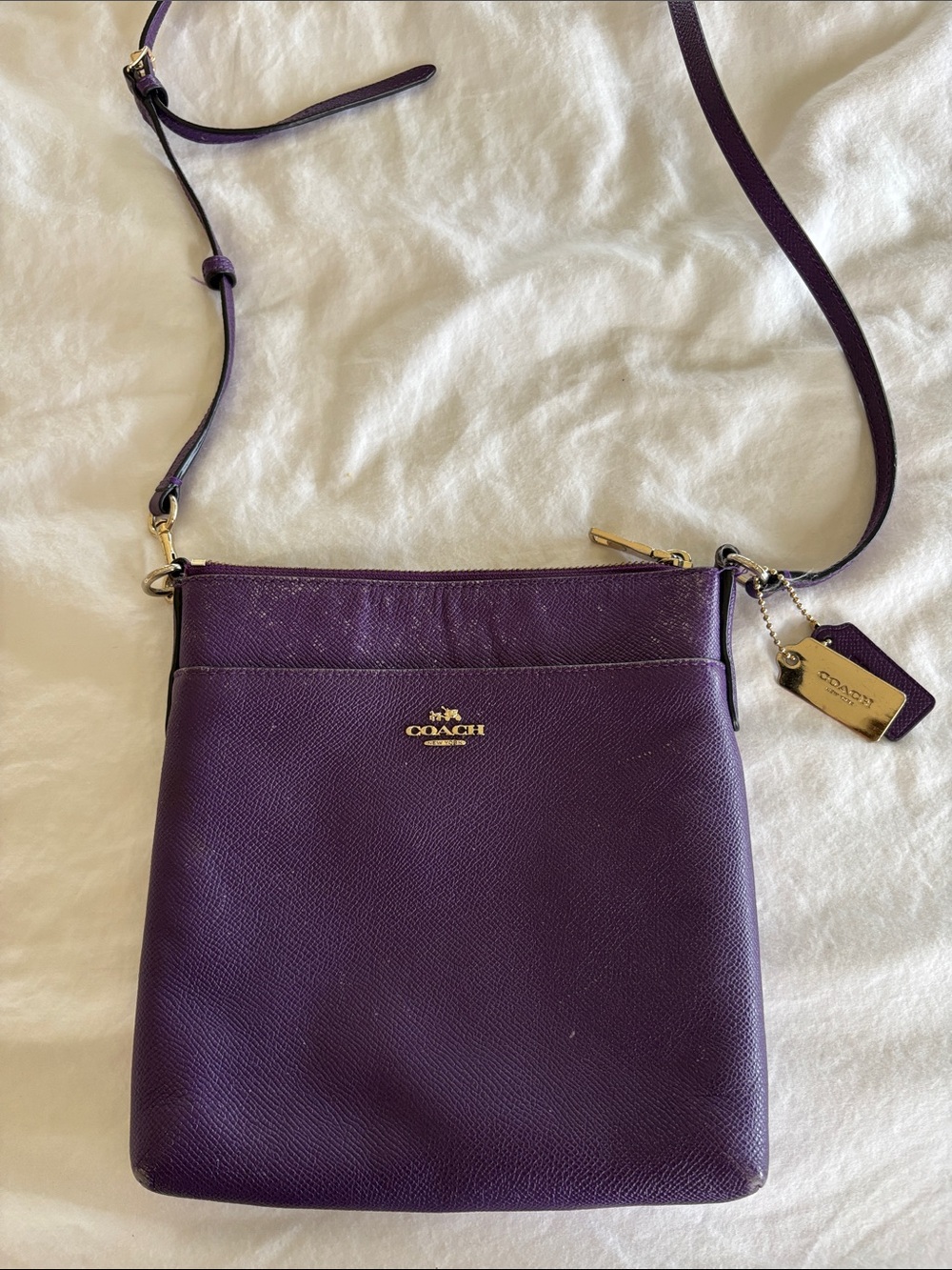 COACH Purple Leather Crossbody with Gold Hardware
